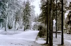 Иваново, вид в парке на арку с часами, около 1962 г.