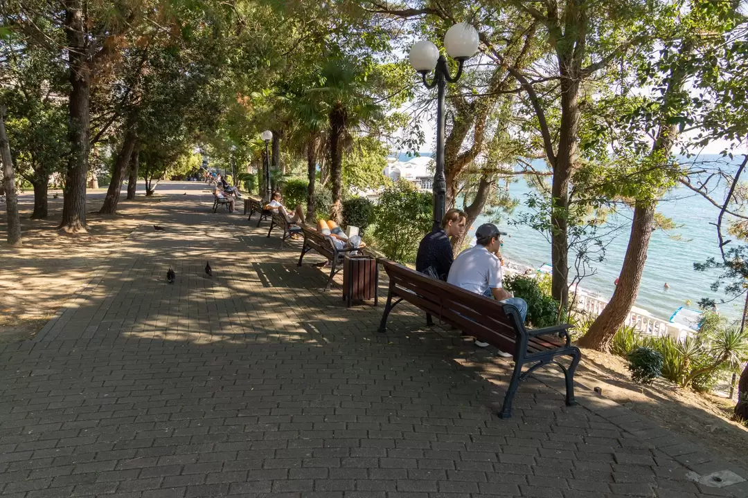 Лавочки с видом на море в парке имени Фрунзе в Сочи Лавочки с видом на море в парке имени Фрунзе в Сочи